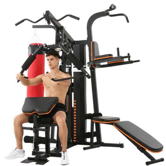 HG-214 Multi Home Gym (72 Kgs Weight Stack + Adjustable Bench + Punching Bag + Chin Up / Pull Up / Push Up Stand)