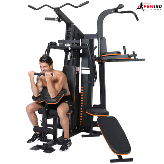 HG-214 Multi Home Gym (72 Kgs Weight Stack + Adjustable Bench + Chin Up / Pull Up / Push Up Stand)