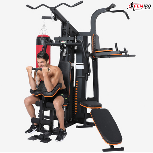 HG-214 Multi Home Gym (72 Kgs Weight Stack + Adjustable Bench + Punching Bag + Chin Up / Pull Up / Push Up Stand)