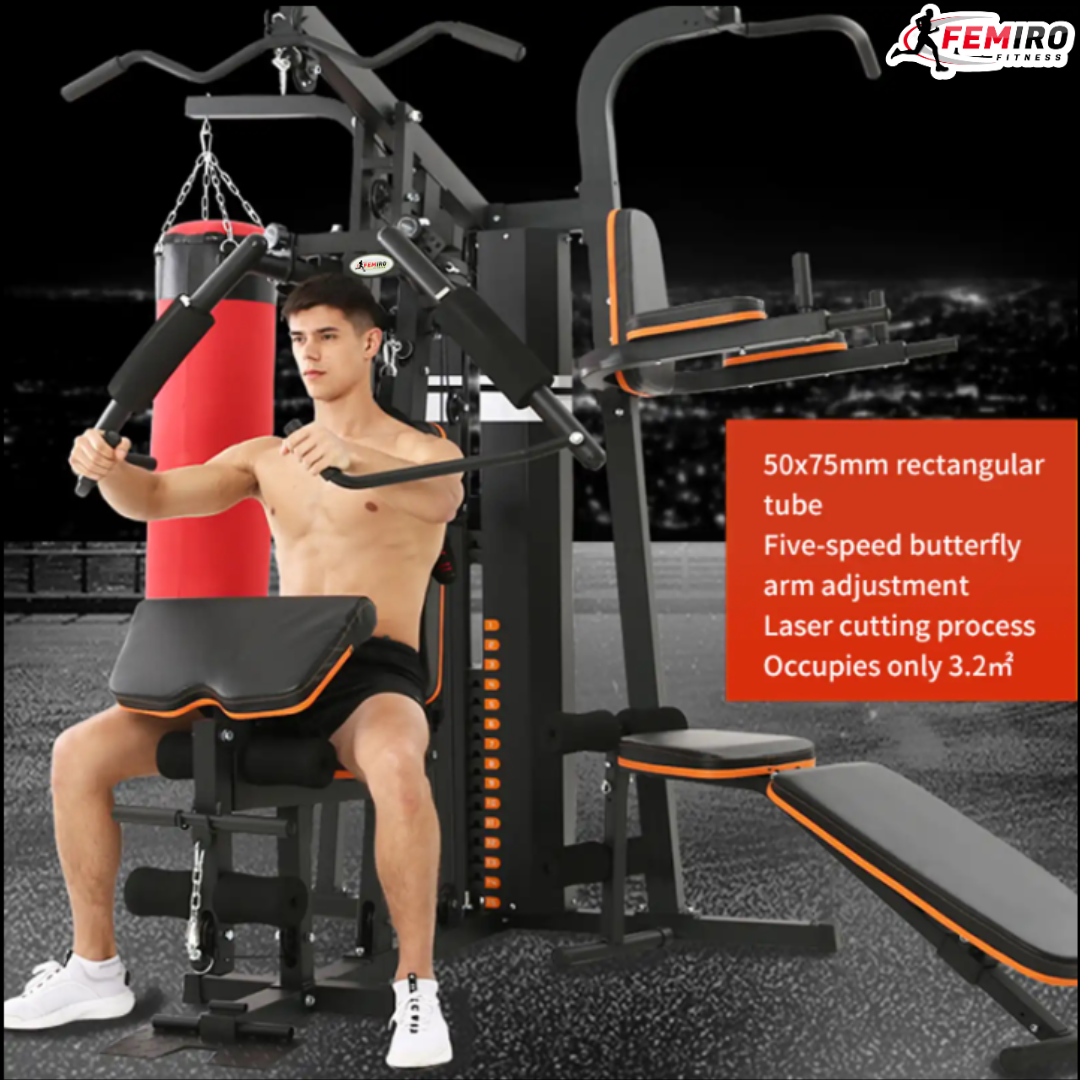 HG-214 Multi Home Gym (72 Kgs Weight Stack + Adjustable Bench + Punching Bag + Chin Up / Pull Up / Push Up Stand)