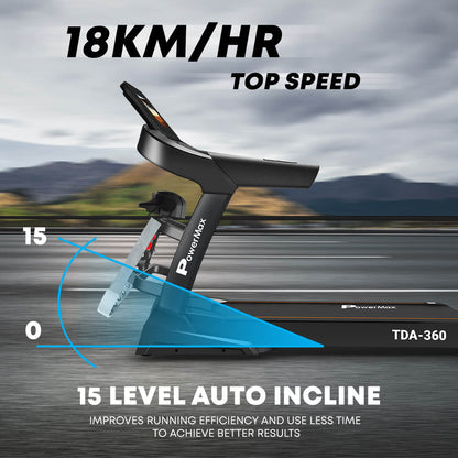 TDA-360 15.6inch HD Display Motorized Treadmill with Auto Incline