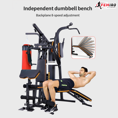 HG-214 Multi Home Gym (72 Kgs Weight Stack + Adjustable Bench + Punching Bag + Chin Up / Pull Up / Push Up Stand)