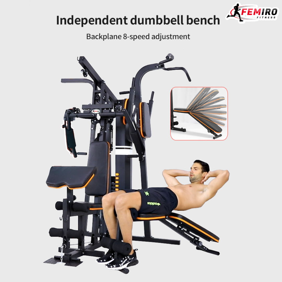 HG-214 Multi Home Gym (72 Kgs Weight Stack + Adjustable Bench + Chin Up / Pull Up / Push Up Stand)