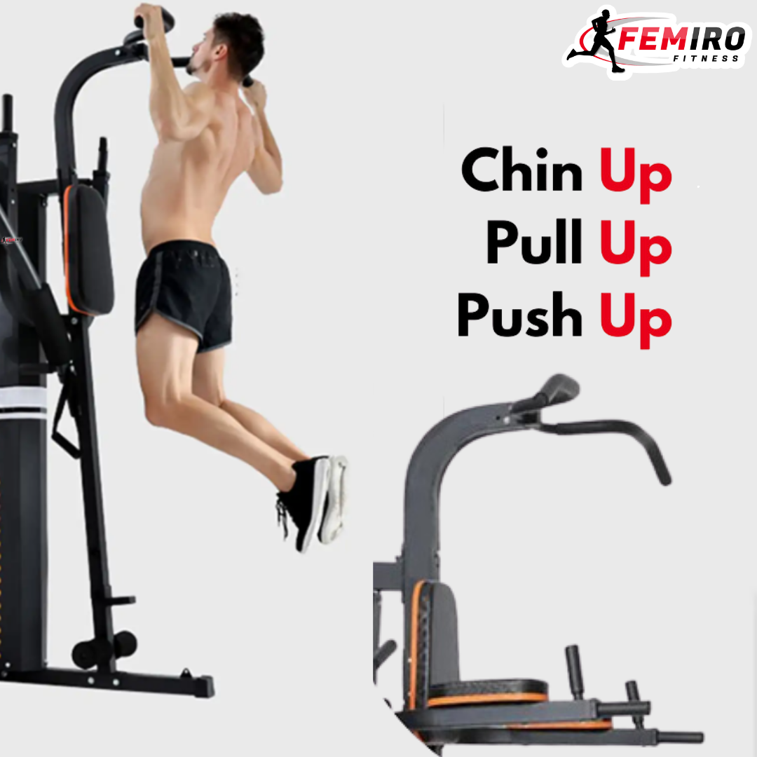 HG-214 Multi Home Gym (72 Kgs Weight Stack + Adjustable Bench + Chin Up / Pull Up / Push Up Stand)