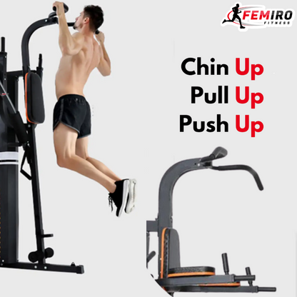 HG-214 Multi Home Gym (72 Kgs Weight Stack + Adjustable Bench + Chin Up / Pull Up / Push Up Stand)
