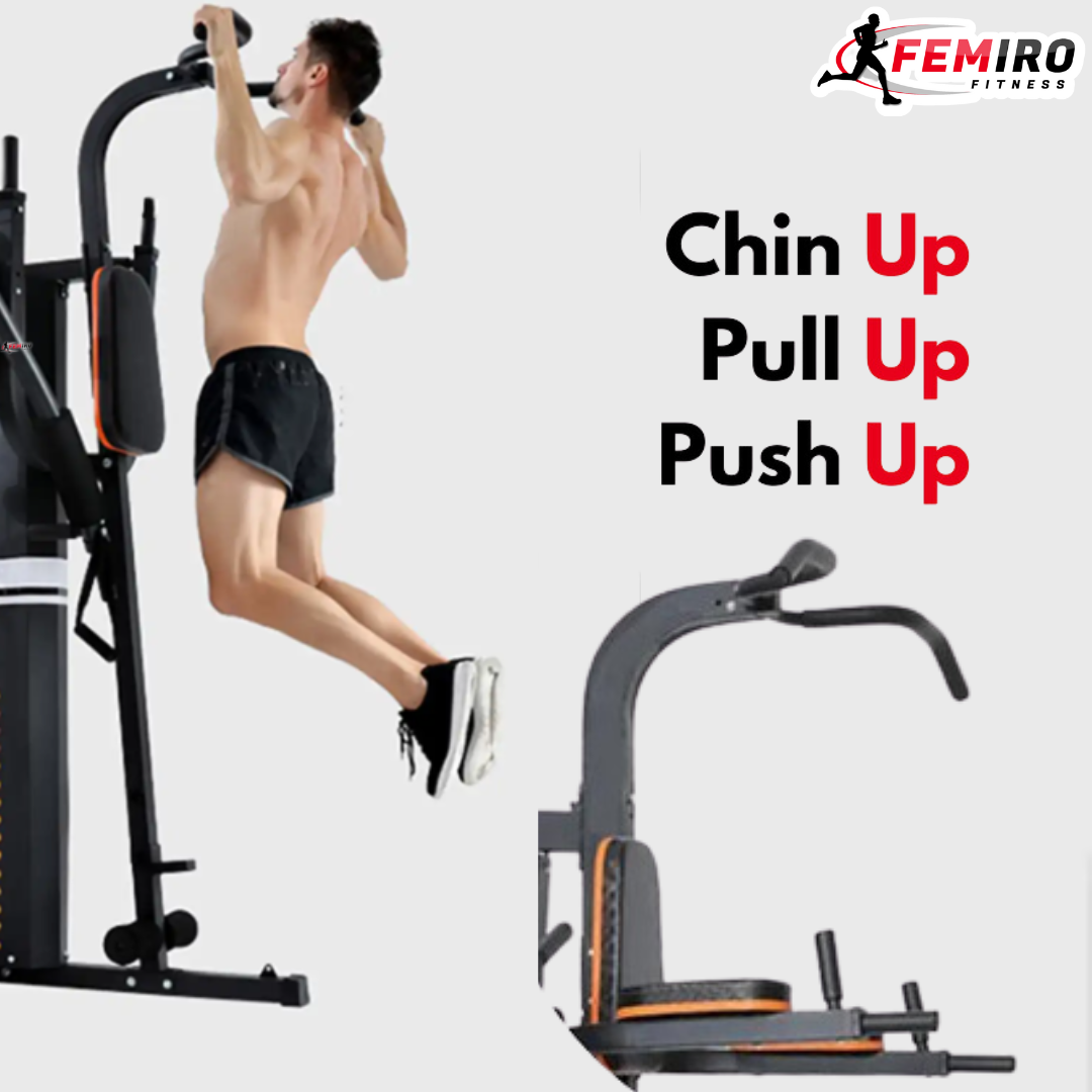 HG-214 Multi Home Gym (72 Kgs Weight Stack + Adjustable Bench + Punching Bag + Chin Up / Pull Up / Push Up Stand)