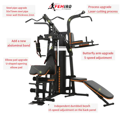 HG-214 Multi Home Gym (72 Kgs Weight Stack + Adjustable Bench + Chin Up / Pull Up / Push Up Stand)