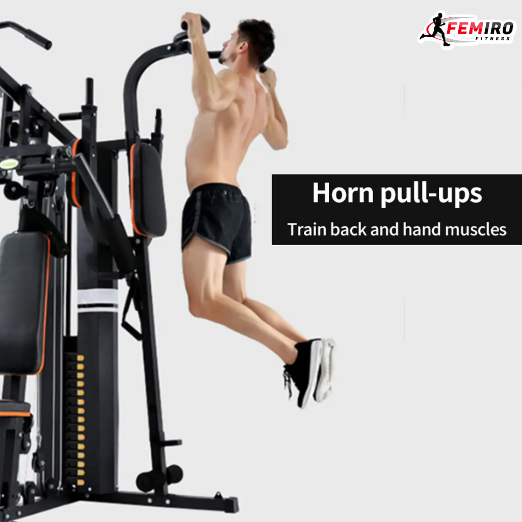 HG-214 Multi Home Gym (72 Kgs Weight Stack + Adjustable Bench + Chin Up / Pull Up / Push Up Stand)