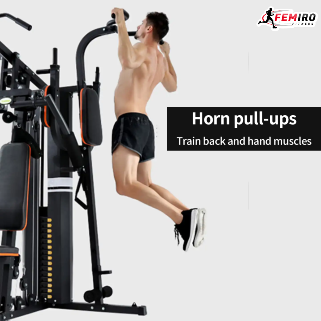 HG-214 Multi Home Gym (72 Kgs Weight Stack + Adjustable Bench + Chin Up / Pull Up / Push Up Stand)