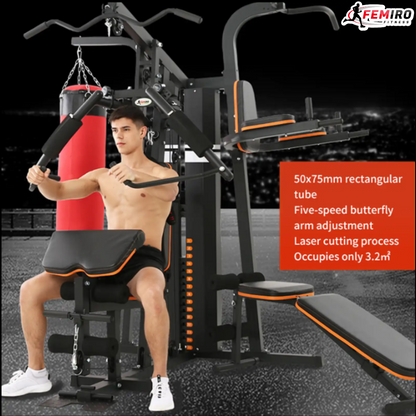 HG-214 Multi Home Gym (72 Kgs Weight Stack + Adjustable Bench + Punching Bag + Chin Up / Pull Up / Push Up Stand)