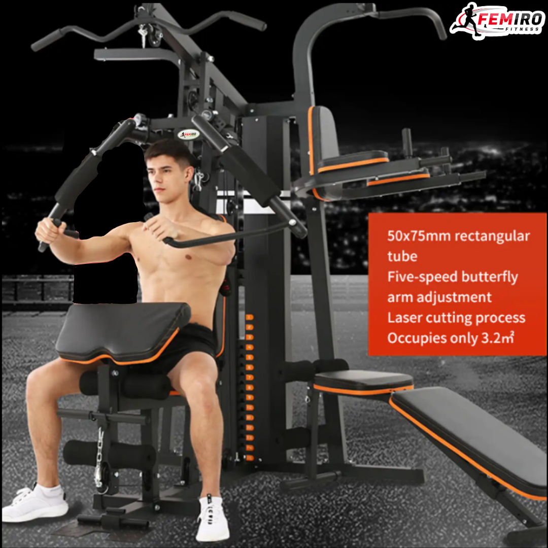 HG-214 Multi Home Gym (72 Kgs Weight Stack + Adjustable Bench + Chin Up / Pull Up / Push Up Stand)