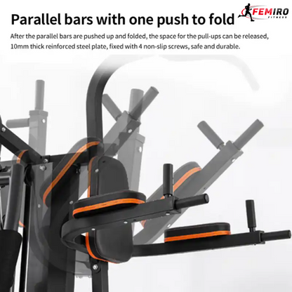 HG-214 Multi Home Gym (72 Kgs Weight Stack + Adjustable Bench + Chin Up / Pull Up / Push Up Stand)