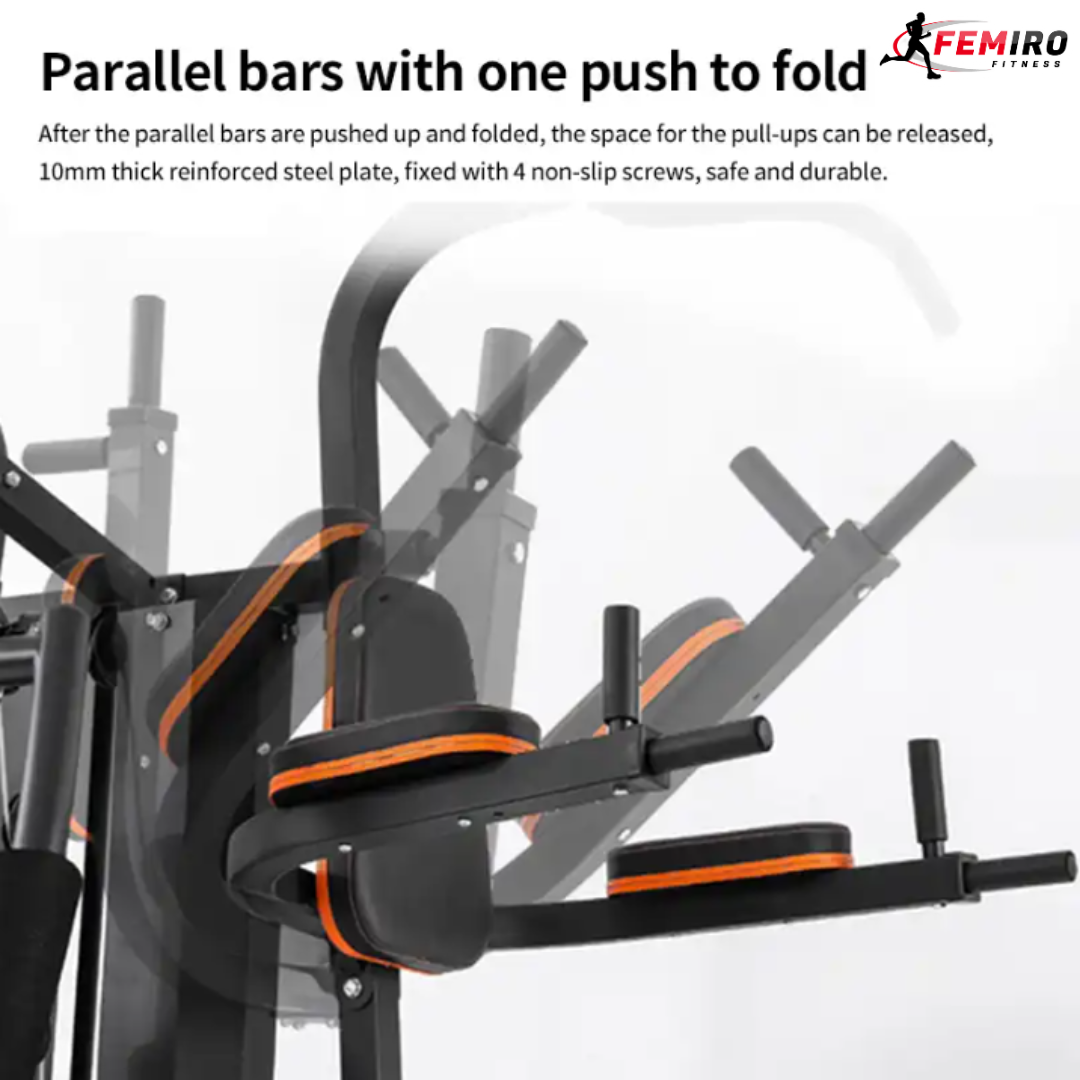 HG-214 Multi Home Gym (72 Kgs Weight Stack + Adjustable Bench + Punching Bag + Chin Up / Pull Up / Push Up Stand)
